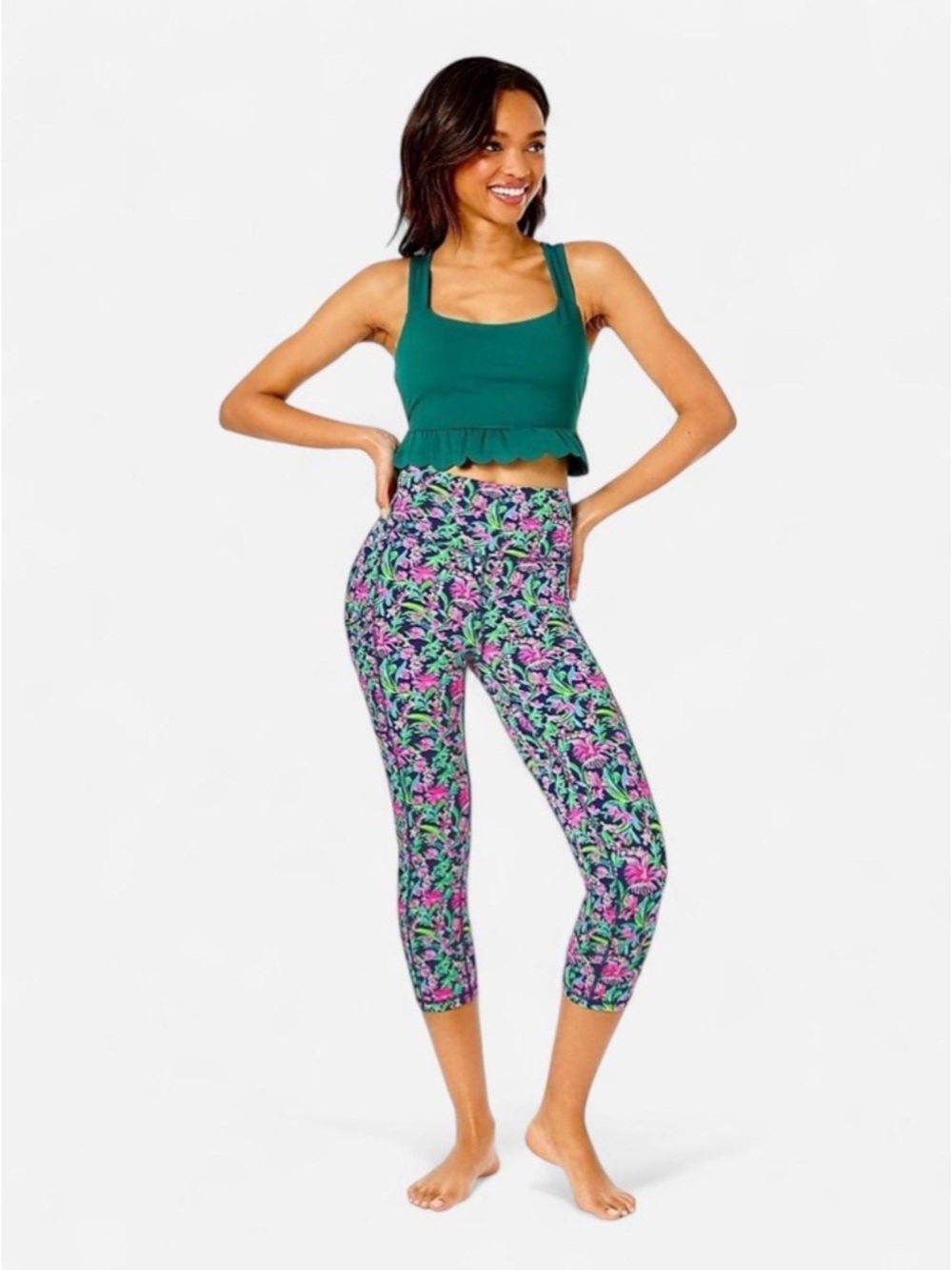 Lilly Pulitzer Luxletic Weekender High Rise Capri Floral Leggings Women’s Large